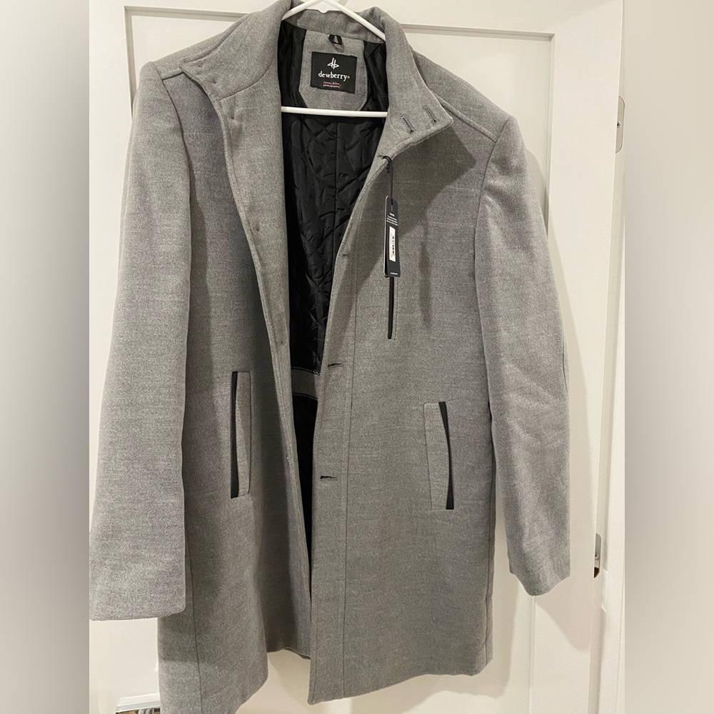 Men’s Stylish Grey Wool Pea Coat - NWT never worn!!